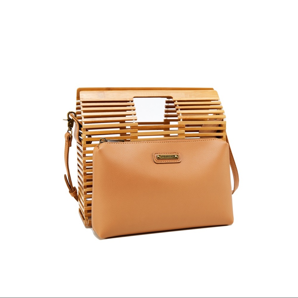 LARGE SQUARE 2 IN 1 BAMBOO SATCHEL - Picture 3 of 7